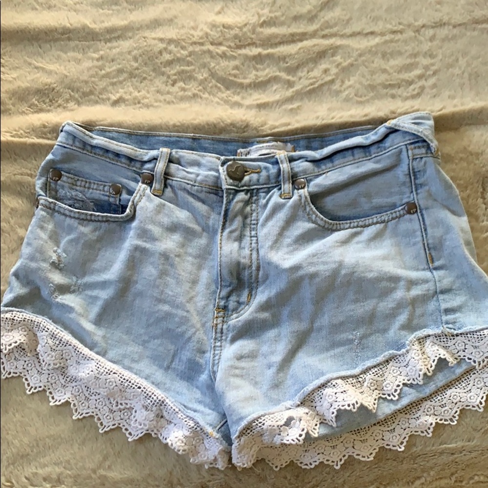 Free people shorts with white lace